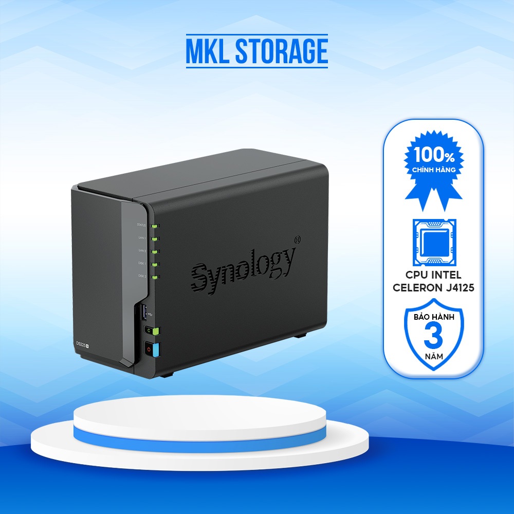 Thiết bị lưu trữ Synology DiskStation DS225+ 2 BAY (chưa gồm ổ cứng) chính hãng bảo hành 3 năm