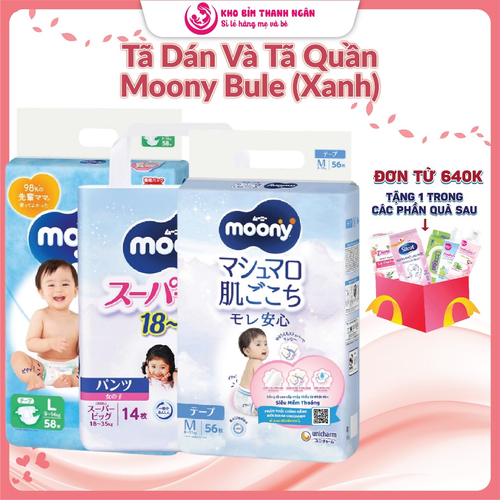 Bỉm Tã Quần Moony Blue - Moony Xanh Bé Trai Bé Gái Từ 6Kg Đến 30 Kg - Moony Chính Hãng Unicharm - Kh