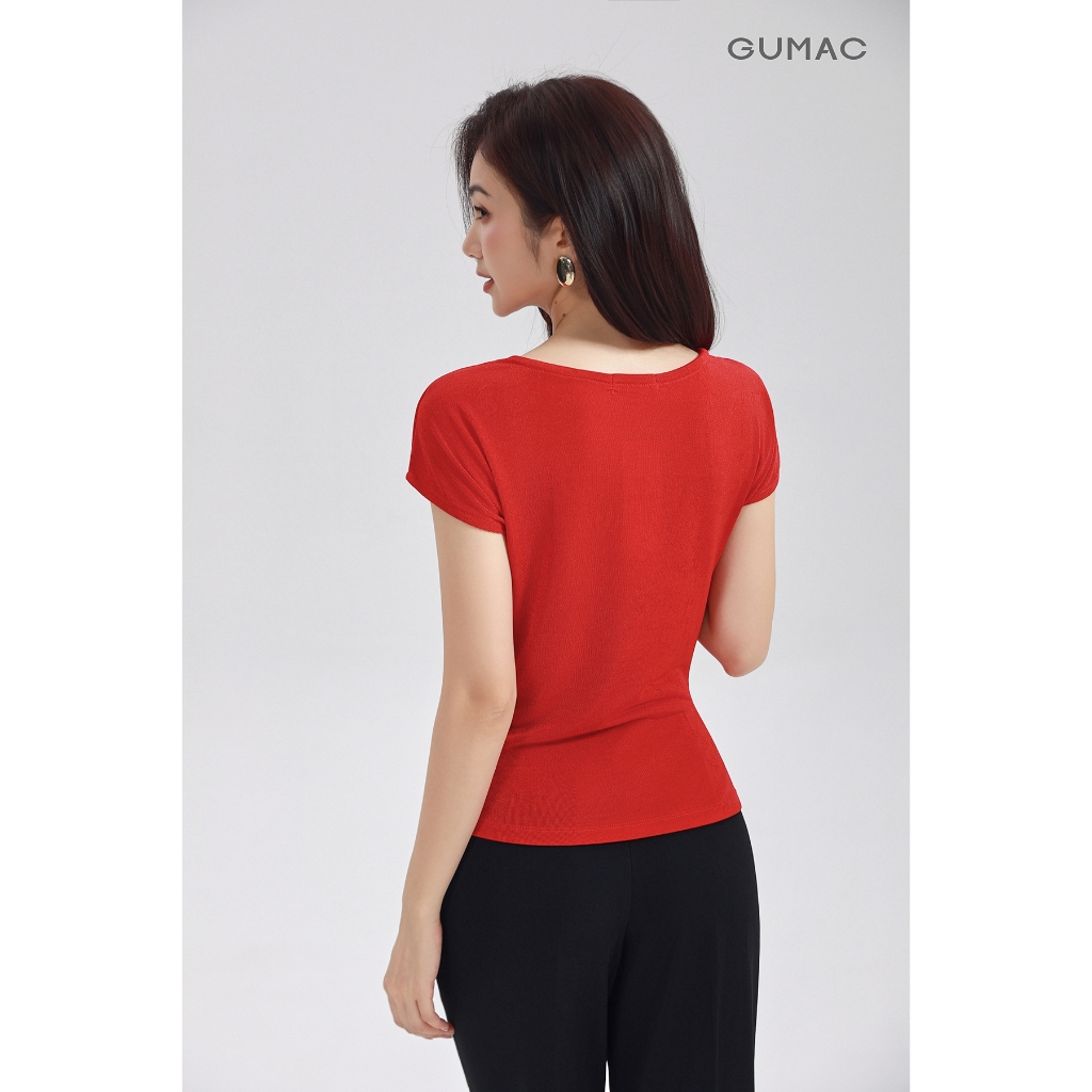 Áo Thun Cổ Đổ GUMAC Áo Thun Kiểu Sang Trọng Áo Đi Tiệc Vải Thun Ánh Nhung Co Giãn Tôn Dáng ATE01031 | BigBuy360 - bigbuy360.vn