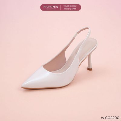  Giày cao gót nữ HÀ HUYỀN mũi nhọn da bóng quai hậu gót nhọn 7cm - CG2200