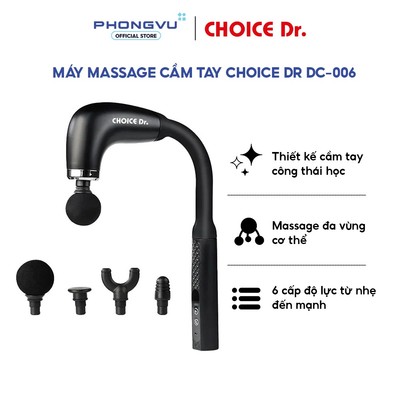 Máy massage cầm tay Choice.Dr DC-006 - Công suất 20W, 6 cấp độ, 4 đầu massage - Bảo hành 12 tháng