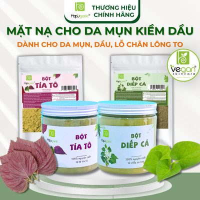 Mặt Nạ Bột Dành Cho Da Mụn Dầu Lỗ Chân Lông To Tía Tô Diếp Cá Ngừa Mụn Vegan Skincare Hapuganic