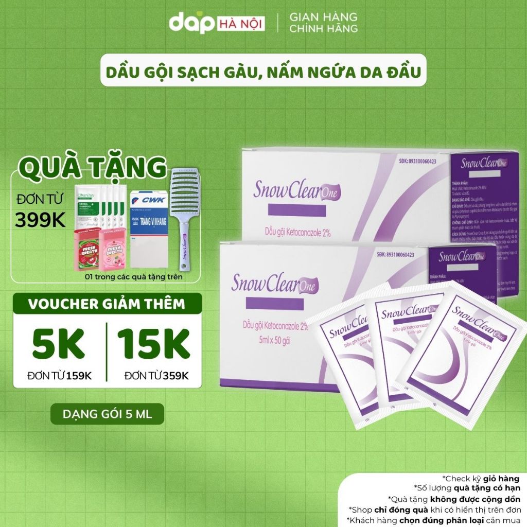 Hộp 50 gói dầu gội sạch gàu Snow Clear One (5ml/gói)