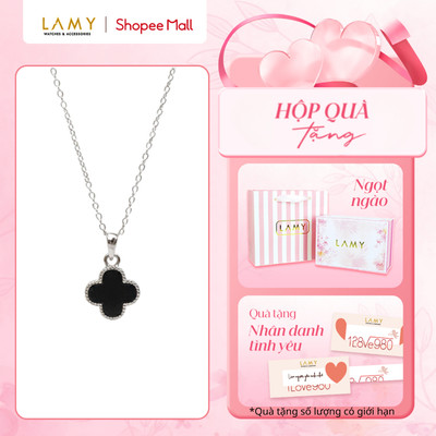 Bộ quà tặng "Ngọt Ngào" LAMY Dây chuyền nữ Black Onyx Flower Gold 6392 - Hộp 7016