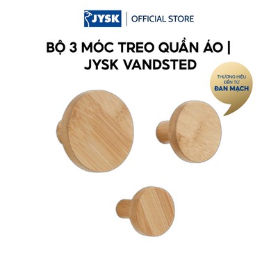 Bộ 3 móc treo quần áo | JYSK VANDSTED | tre | màu tự nhiên | Ø5/7/8xS6cm