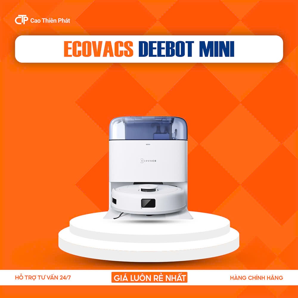 Robot hút bụi thông minh Ecovacs Deebot Mini - Lực hút 9000Pa - Dung lượng pin 3200mAh