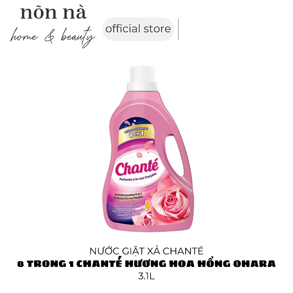 Nước Giặt 8 Trong 1 Chanté Hương Hoa Hồng Ohara Pháp 3.1L