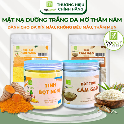 Mặt Nạ Bột Dành Cho Da Xỉn Màu Dưỡng Trắng Mịn Da Mờ Thâm Nám Tinh Bột Nghệ, Cám Gạo Hapuganic
