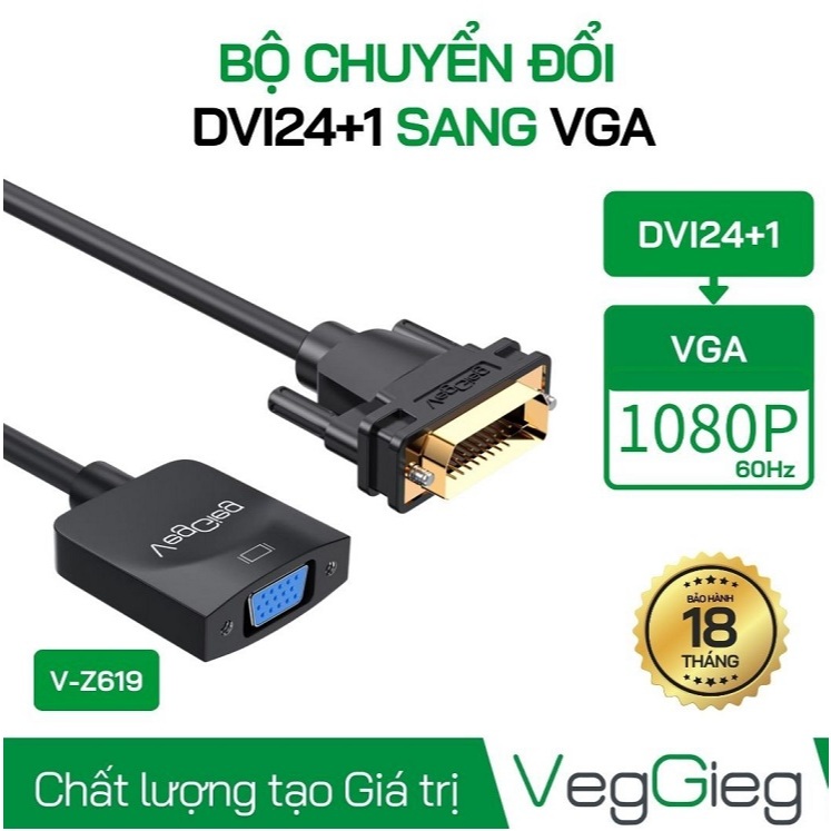 Dây chuyển DVI24+1 sang VGA (V-Z619) Veggieg
