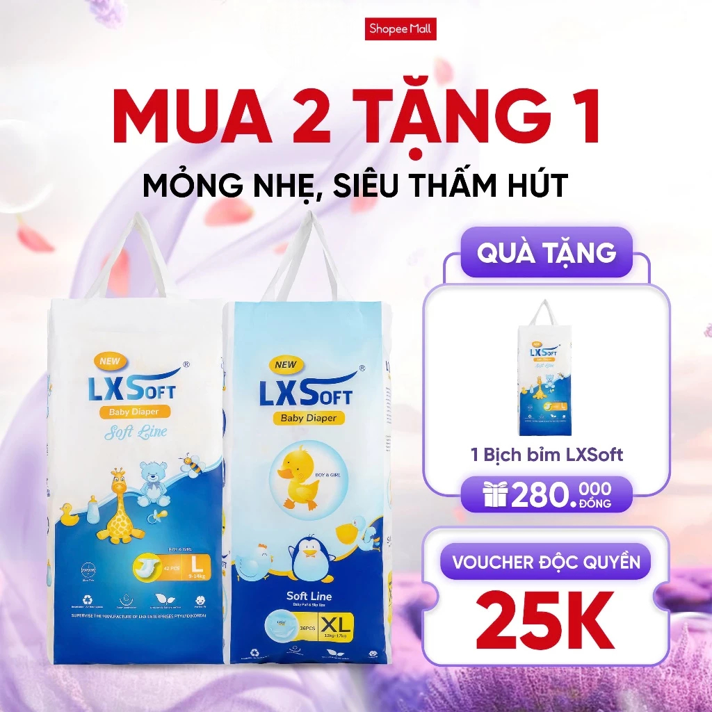 [Top Value] Combo 2 Bỉm/ Tã quần dán LXSoft Hàn Quốc mềm mỏng, thoáng khí, Không hăm tã, Bỉm organic