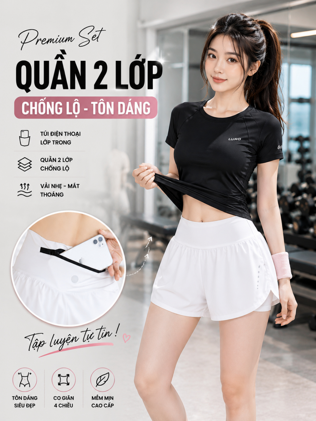 S39 — Bộ đồ tập nữ áo phối lưới