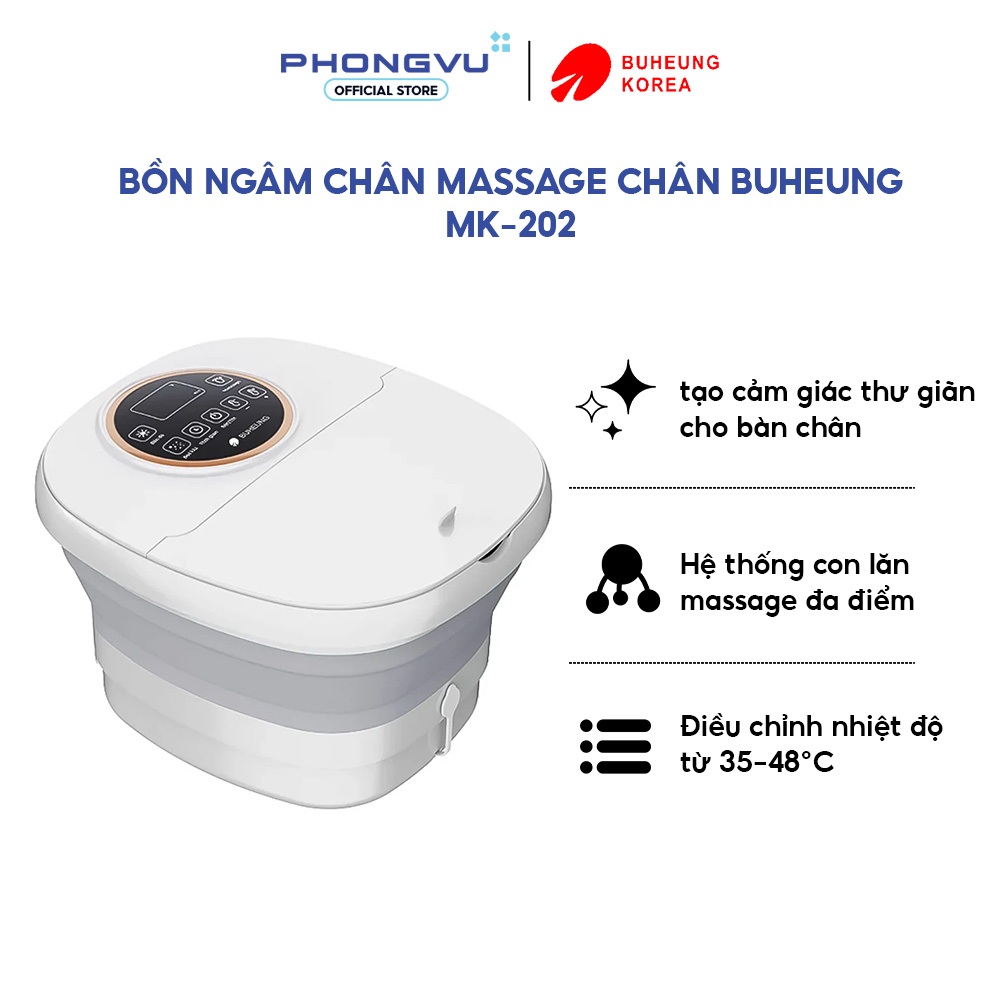 Bồn ngâm chân massage chân Buheung MK-202 - Công suất 500W, Đèn hồng ngoại - Bảo hành 12 tháng