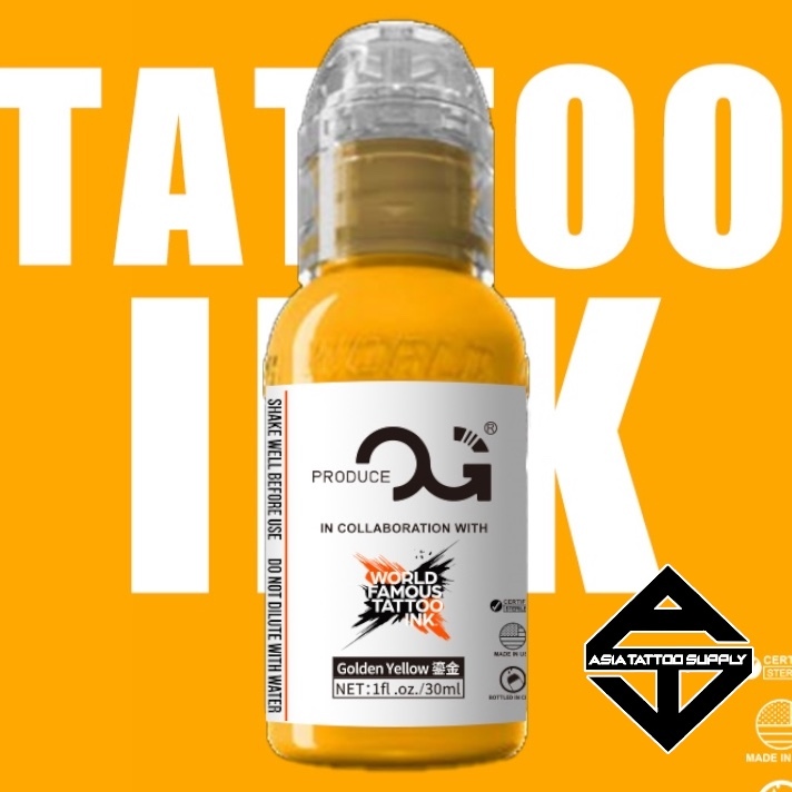 (Set 3 Màu Vàng) Mực OG World Famous Tattoo Body - Chai 1oz