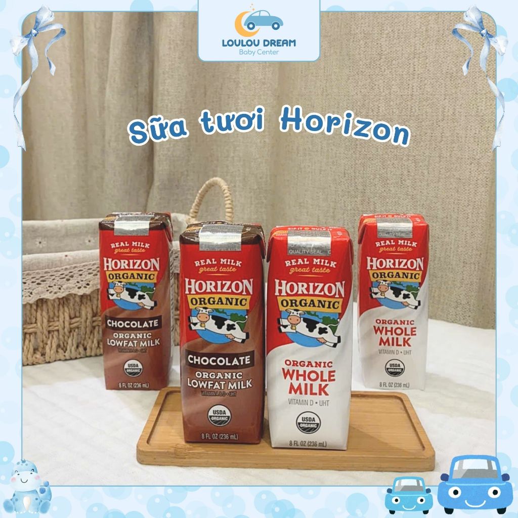 Sữa Horizon Sữa tươi dạng nước Horizon Organic Mỹ đủ vị cho bé từ 1 tuổi - hộp 236ml