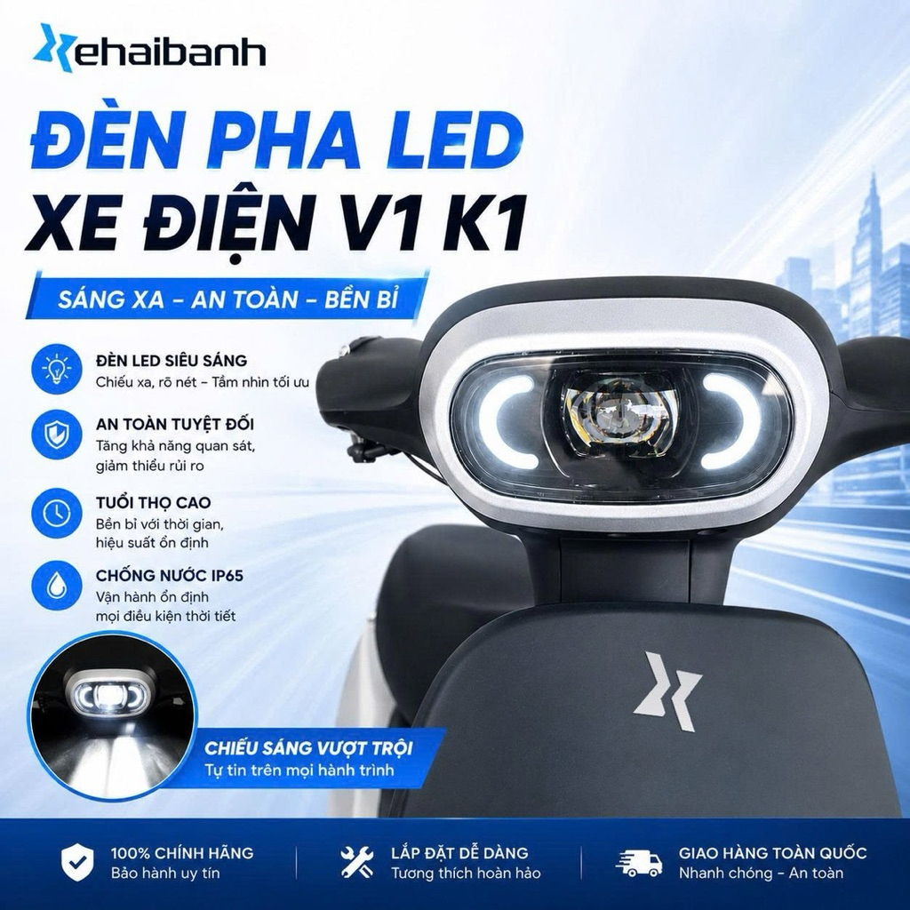 Đèn pha led xe điện V1, K1, V1 Plus, Kazuki VC, Oskar VC, BV2 có hiệu ứng 7 màu