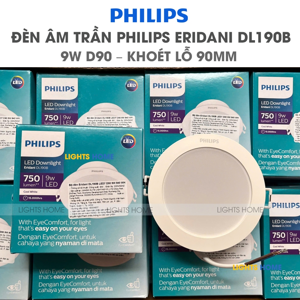Đèn LED Âm trần Philips Eridani DL190B 9W D90 (Khoét lỗ 90mm)