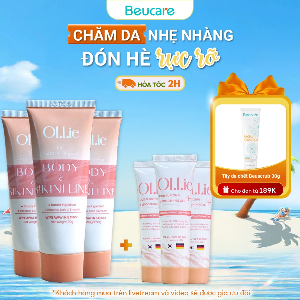 Combo 3kem tẩy lông Ollie + 3 kem dưỡng da làm chậm quá trình mọc lông Ollie