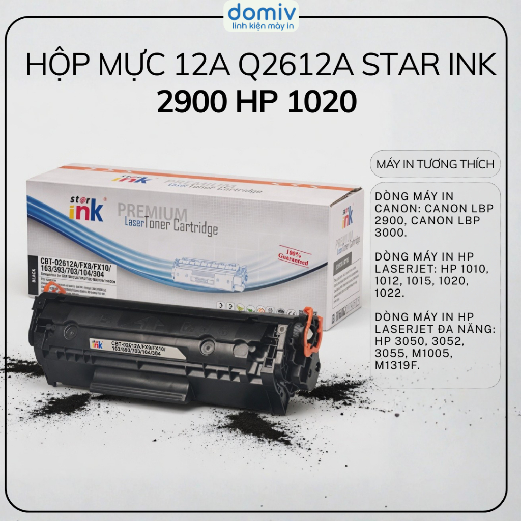 Hộp Mực Máy In Laser Star Ink 12A Q2612A Cho Canon LBP2900 HP1020 In Sắc Nét Đậm Nét Cartridge