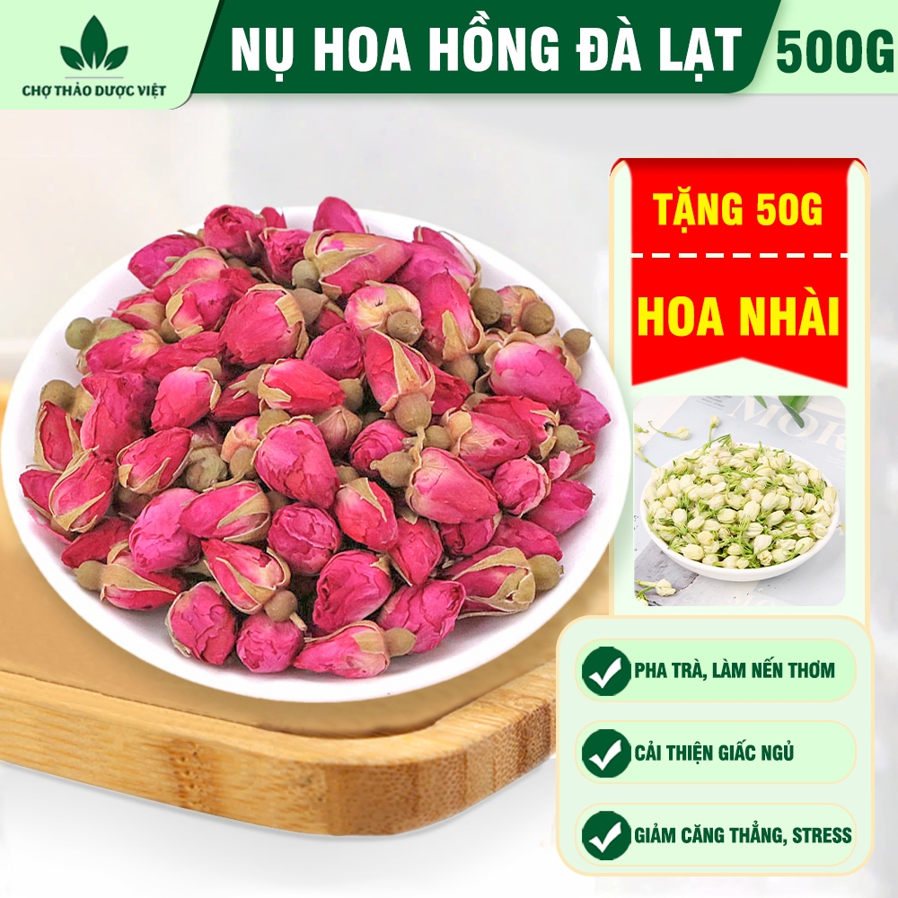 Nụ hoa hồng khô Đà Lạt 500g, nụ hoa hồng, giúp dưỡng nhan, đẹp da, ngủ ngon, an thần, ngừa lão hoá
