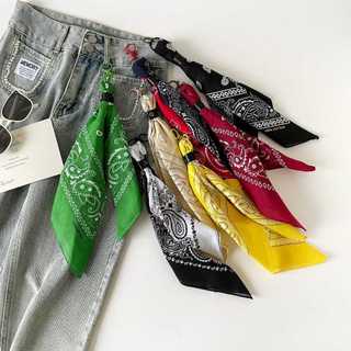 [Peinn] Khăn Bandana Phối Móc Đồng Màu Siêu Cá Tính (Sét 3 món gồm: khăn và móc cùng màu + Đai)