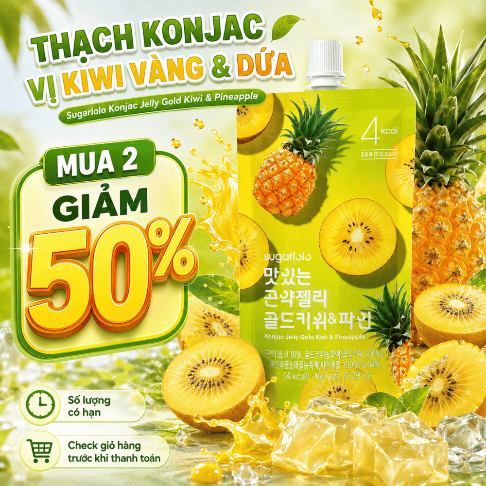 Thạch Konjac Vị Kiwi Vàng & Dứa Sugarlolo - Sugarlolo Konjac Jelly Gold Kiwi & Pineapple