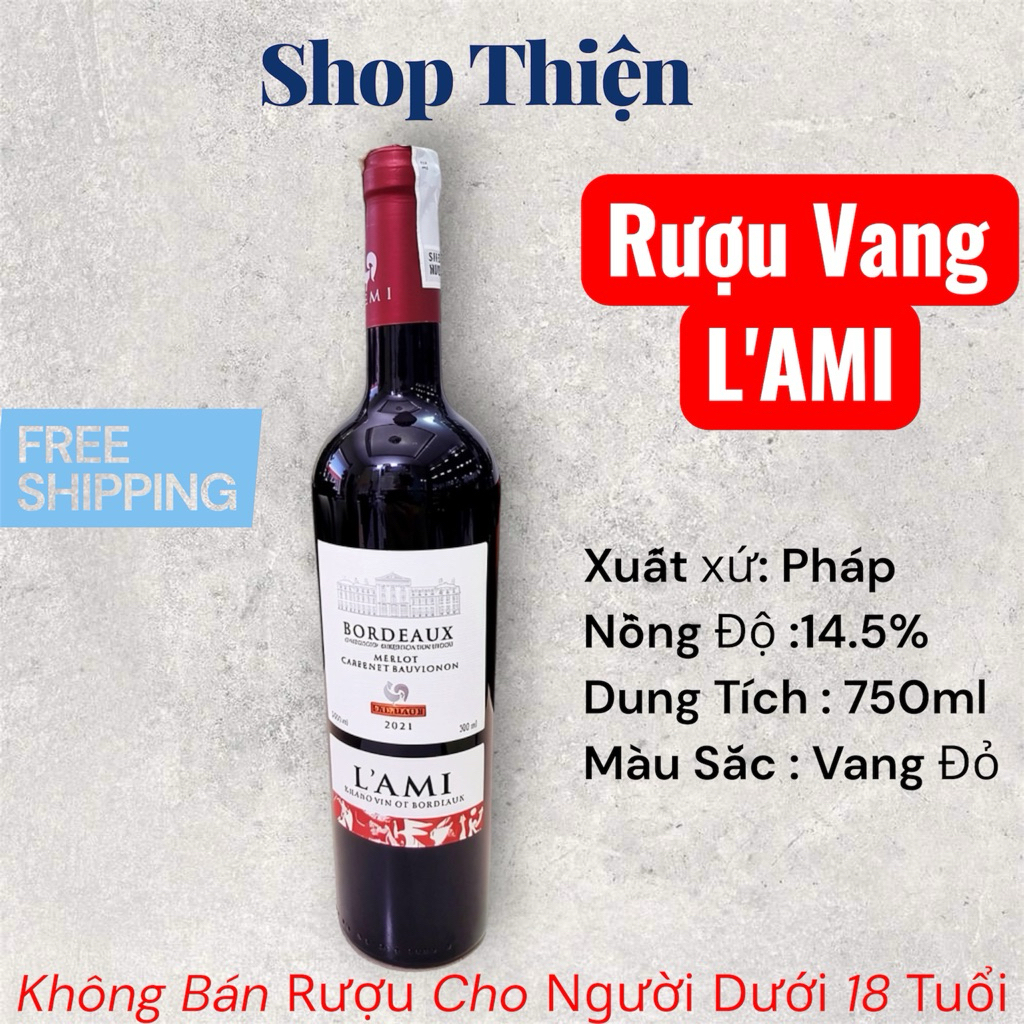 Vang Đỏ Pháp Bordeaux LAMI 14.5% 750ml