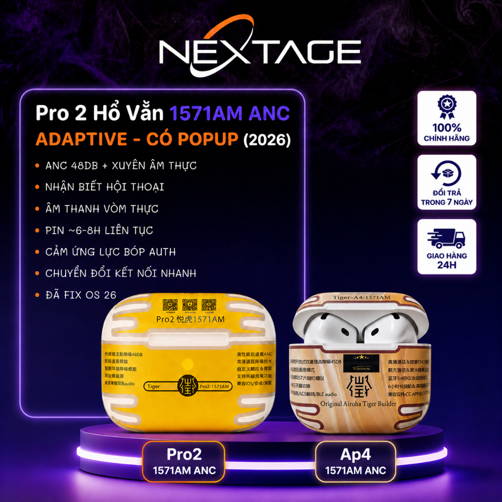 Tai Nghe Hổ Vằn Pro2 1571AM / A4 1571AM - Dòng Cao Cấp Nhất - Chống Ồn 48DB - Nhận Biết Hội Thoại - 