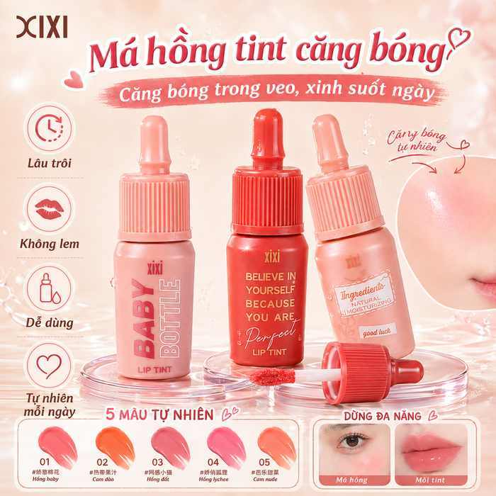 Má Hồng Kem XIXI D514 Mịn Mượt Lên Màu Tự Nhiên Không Khô Da Dễ Tán Trang Điểm Hằng Ngày