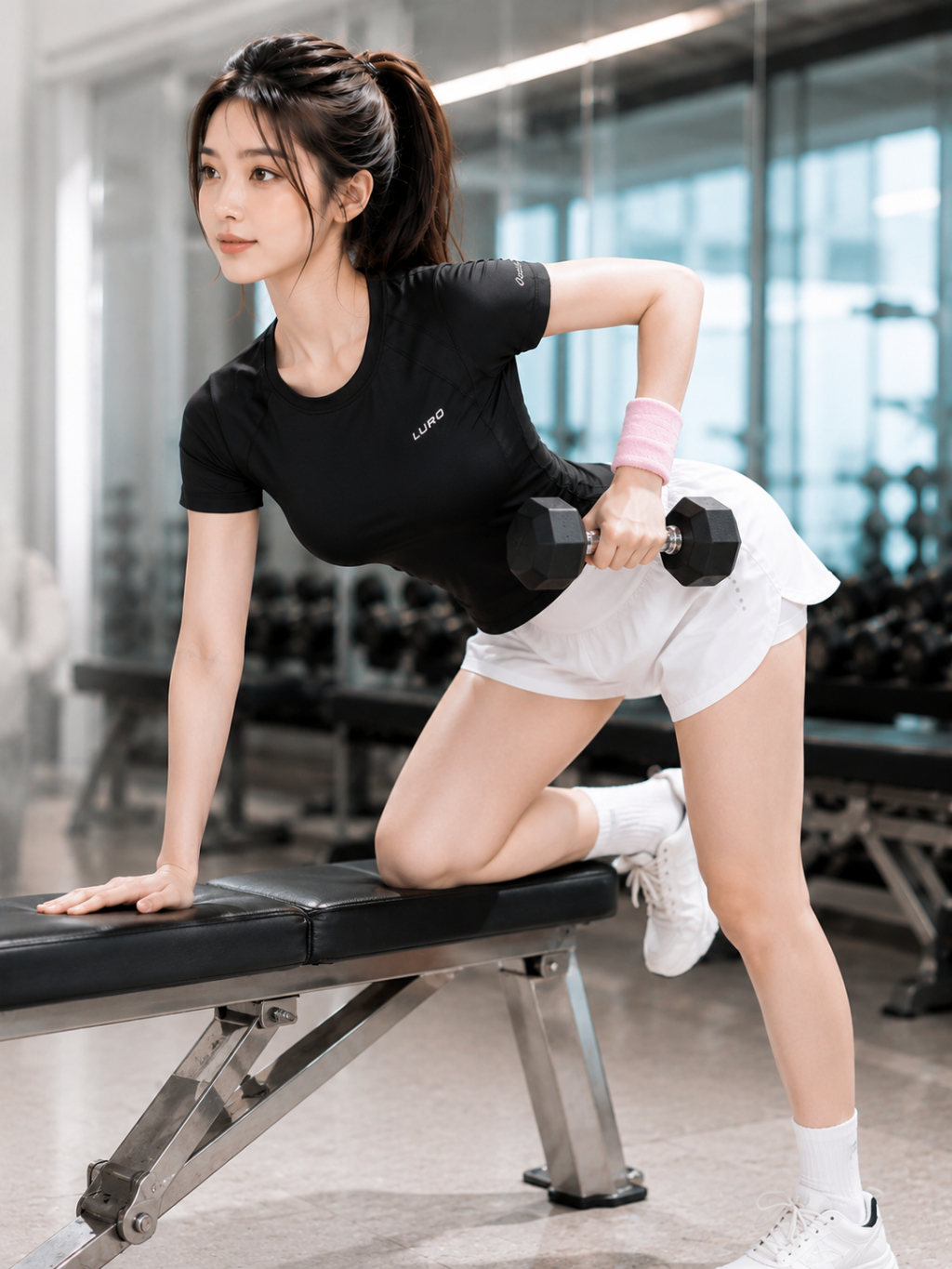 S39 — Bộ đồ tập nữ áo phối lưới 7