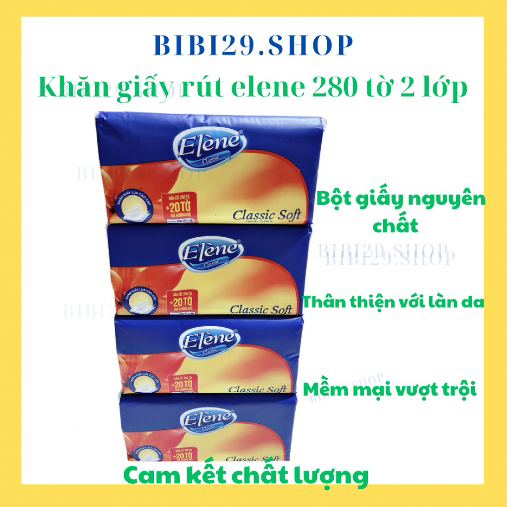 Khăn Giấy Rút Lụa Elene 260 Tờ - Bột Giấy Tự Nhiên Dịu Nhẹ, Mềm Mại Cho Làn Da