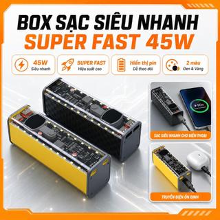 Box Sạc Dự Phòng Super Fast 45W Không Cần Hàn, Vỏ Sạc Dự Phòng Siêu Nhanh Tự Lắp Pin