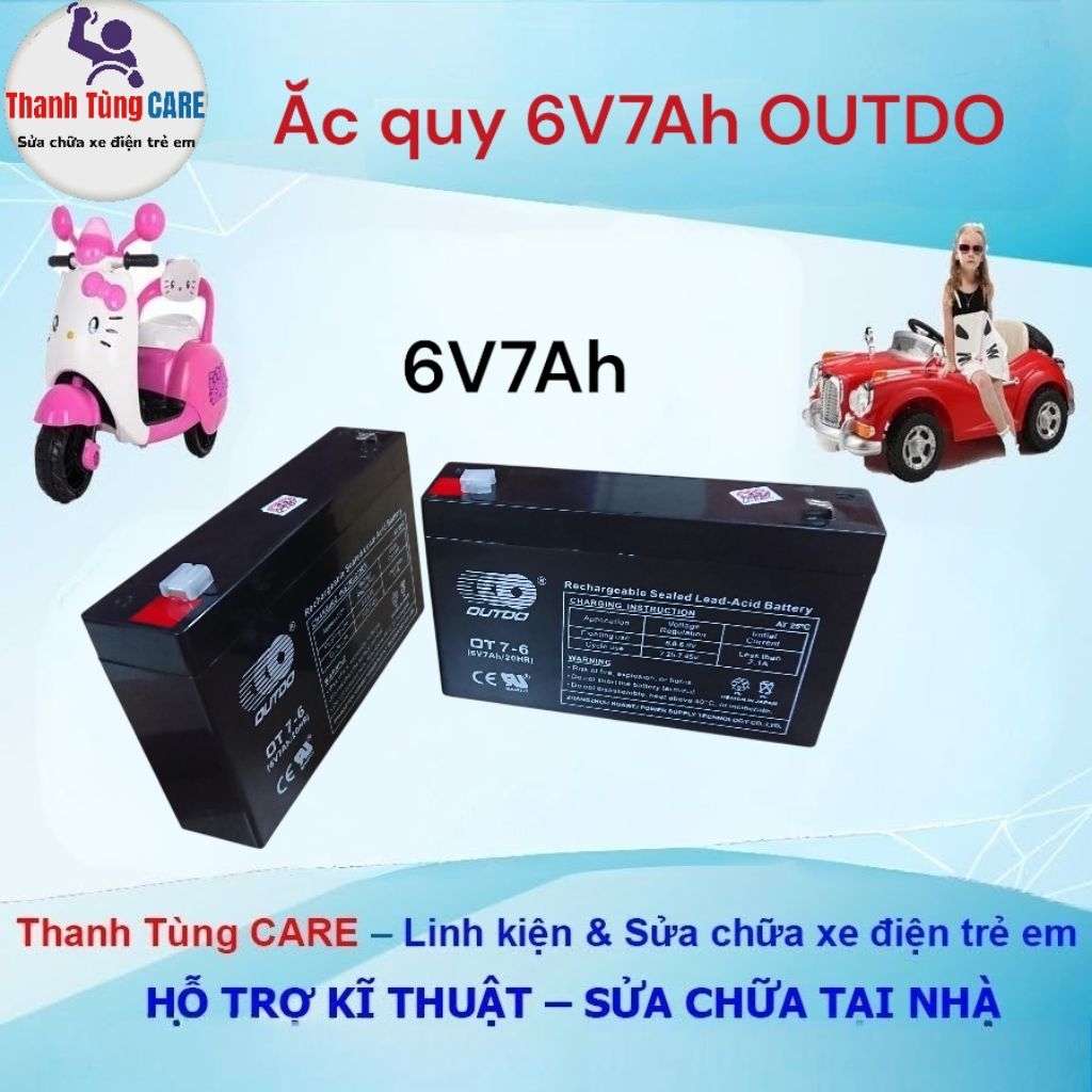 [Bảo hành 12 tháng] Cục nguồn sạc 6V7Ah OUTDO cho xe điện trẻ em, quạt tích điện,,đồ chơi trẻ em ngo