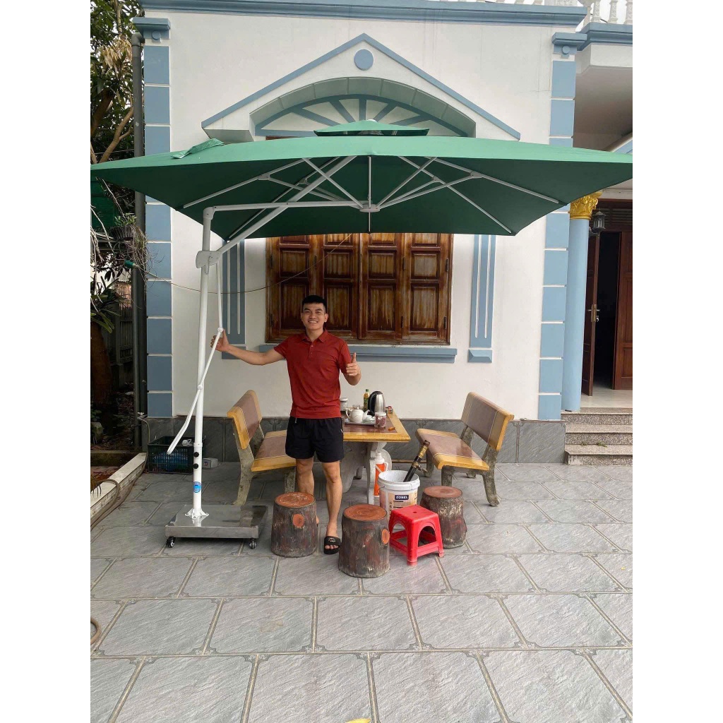 Ô Lệch Tâm Vuông 3m x 3m Đòn Bẩy Cao Cấp - Dù Che Nắng Ngoài Trời Khung Sắt Sơn Tĩnh Điện