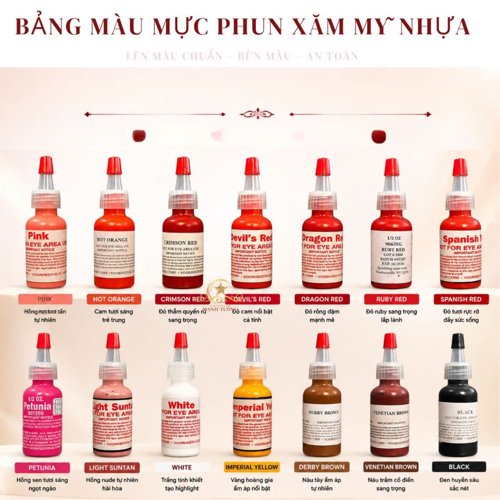 mục phun xăm  mý nhựa chính hãng 15ml