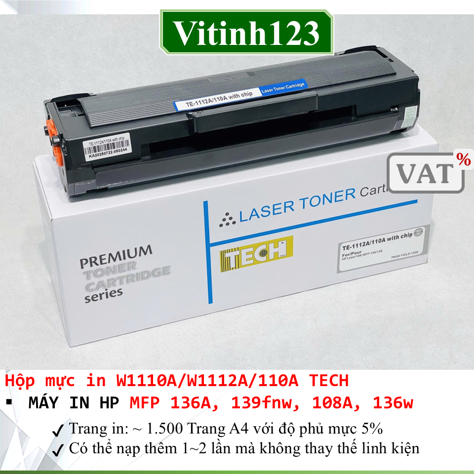 Hộp mực in HP 108a MFP 136a 139pnw (W1112A 110A)