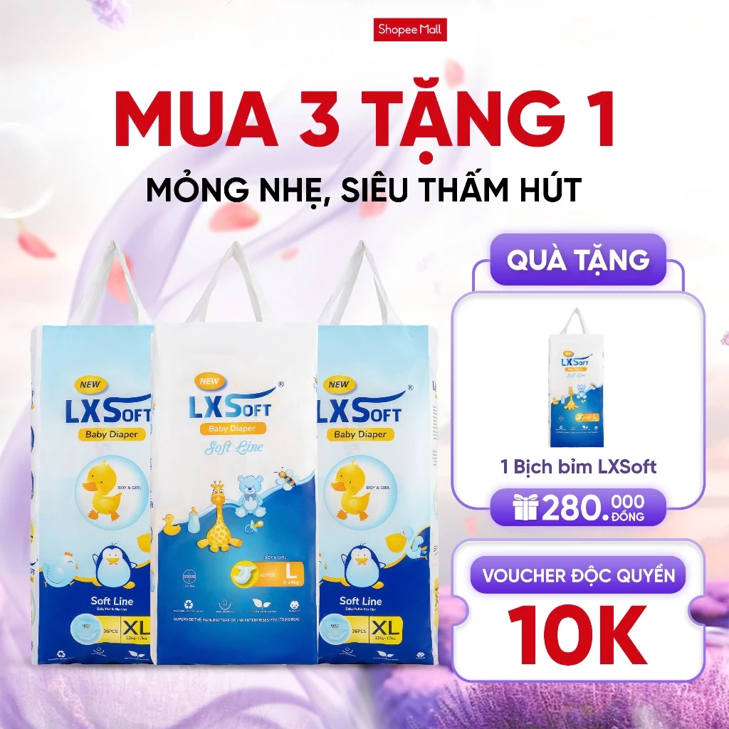 [Top Value] Combo 3 Bỉm/ Tã quần dán LXSoft Hàn Quốc Full Size - Không Hằm Bí - Không Hăm Tã