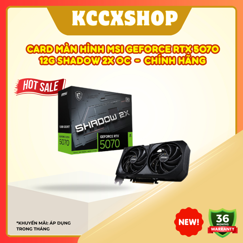 Card màn hình MSI GeForce RTX 5070 12G SHADOW 2X OC  -  chính hãng 3 năm