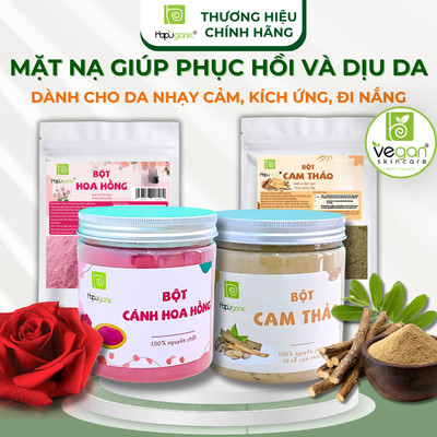 Mặt Nạ Bột Cho Da Nhạy Cảm Kích Ứng Sau Nắng Giúp Phục Hồi Làm Dịu Da Hoa Hồng và Cam Thảo Hapuganic