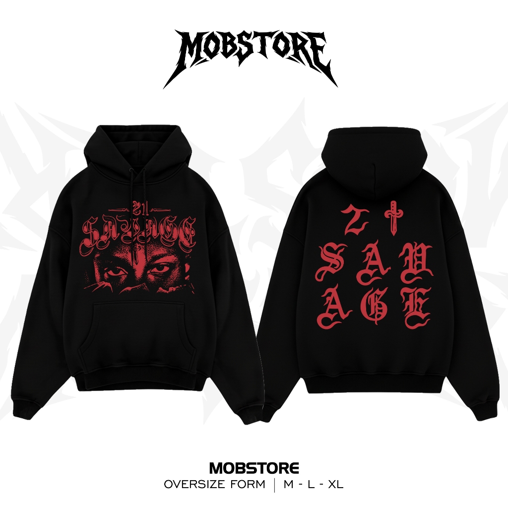 Áo Hoodie Gothic Savage Eyes Nỉ Bông Cao Cấp Dày Dặn  - MOB STORE