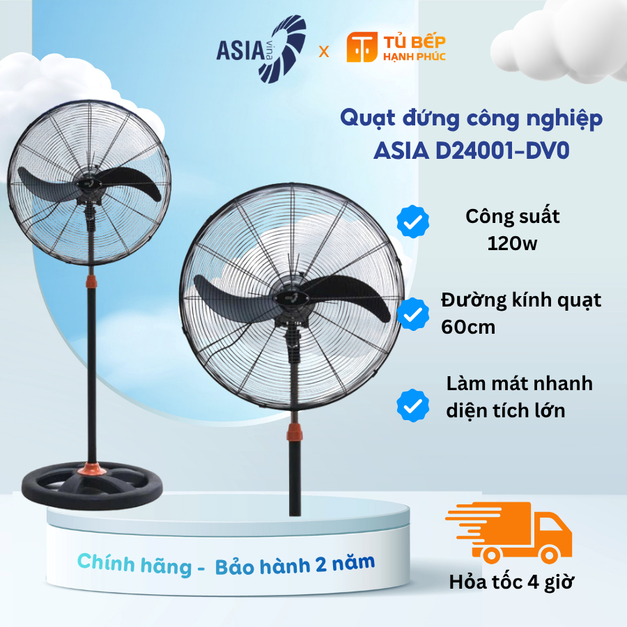 QUẠT ĐỨNG ASIA D24001-DV0 120W - Quạt công nghiệp | Làm mát diện tích rộng - Phù hợp xưởng/ quán ăn
