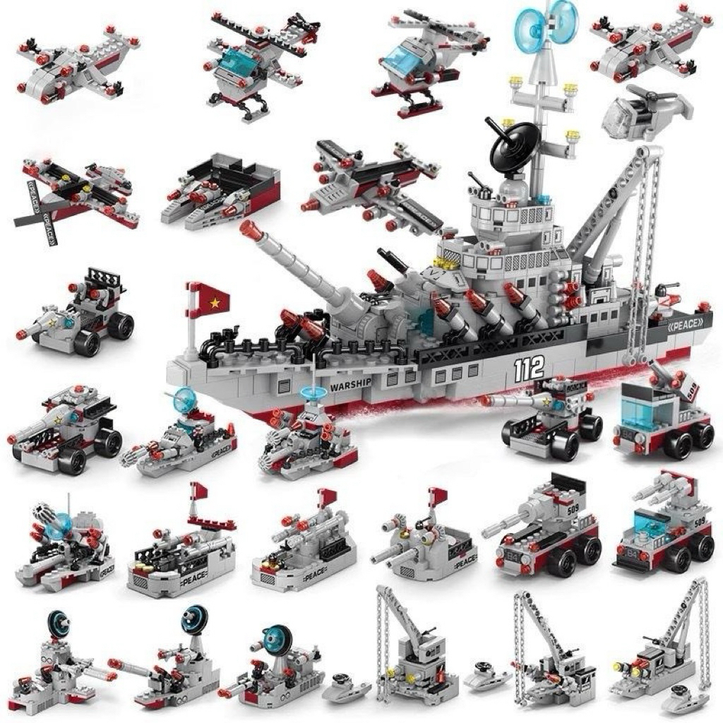 [651 Chi Tiết] Xếp Hình Tàu Warship  Bộ Lắp Ráp Mô Hình Tàu Radar Xe Mini Và Nhân Vật – Đồ Chơi Lắp 
