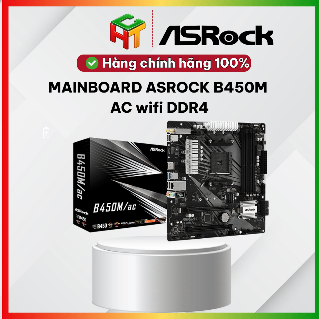 Bo Mạch Chủ ASROCK B450M/AC wifi, DDR4