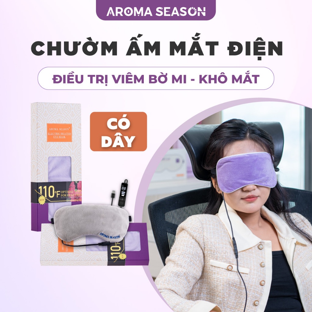 Chườm Ấm Mắt Điện Aroma Season - Có Dây Classic | Hỗ Trợ Điều Trị Khô Mắt, Viêm Bờ Mi, Chắp Lẹo - Qu
