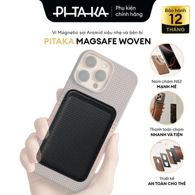 Ví Đựng Thẻ PITAKA Mỏng Nhẹ, Từ Tính Mạnh, Chất Liệu Cao Cấp, Tháo Lắp Nhanh [MagSafe Woven Wallet]