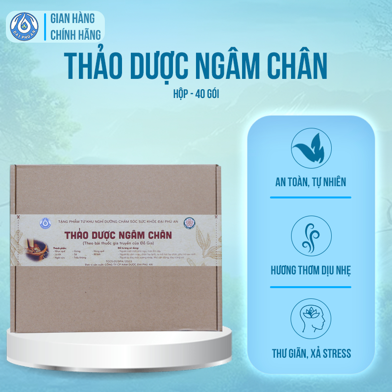 Thảo dược ngâm chân Đại Phú An, hỗ trợ giảm đau, khó ngủ, khó vận động, đau cứng cơ-Thảo mộc tự nhiên, thư giãn- 40 gói