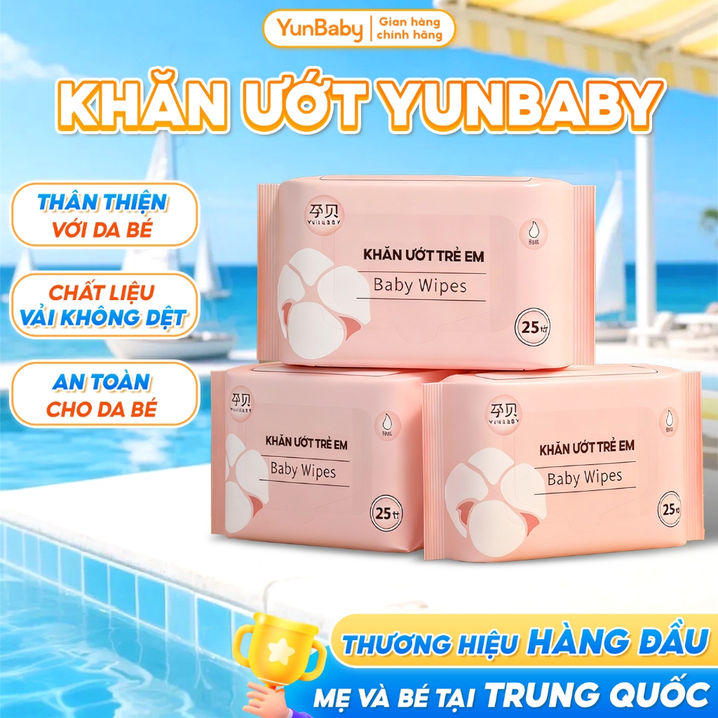 Khăn ướt YunBaBy cao cấp, mềm mại, không cồn , không hương liệu , an toàn cho trẻ sơ sinh