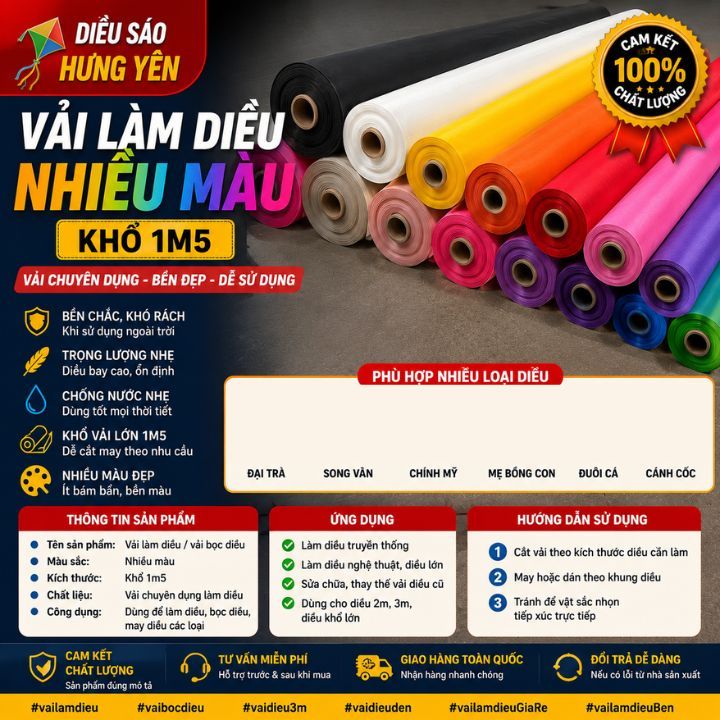 Vải diều không bị co rãn bởi nhiệt độ thời tiết không thấm không lọt gió - nvt01