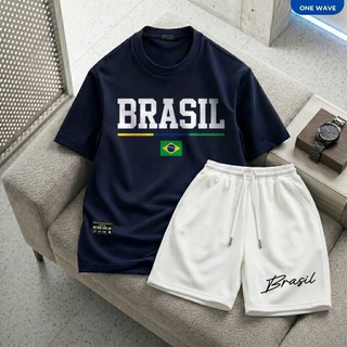 Bộ Quần Áo Nam Nữ Brasil Cotton 100% – Set Áo Thun Form Rộng Quần Short UMI Cao Cấp Phong Cách Thể Thao Streetwear SB014