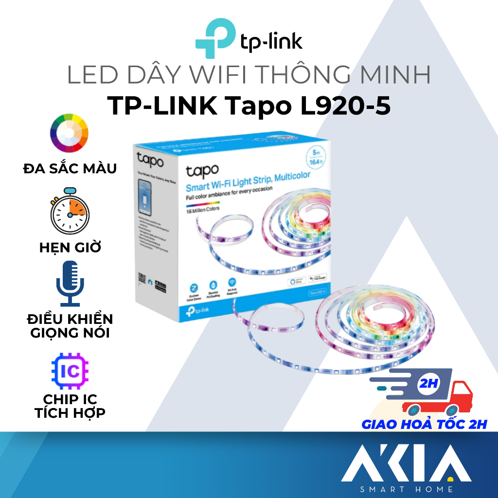 Đèn Led dây thông minh TP-Link Tapo L920-5 RGB 16 triệu màu, hiệu ứng, dài 5m, đồng bộ âm thanh