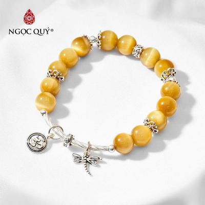 Vòng tay đá Thạch anh mắt hổ tự nhiên phối charm - Mẫu VC0845 - Ngọc Quý